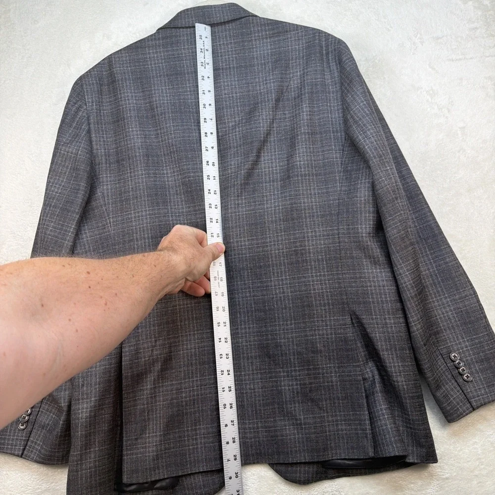 Jos A Bank Sport Coat 43R‎ Gray Plaid Wool Blazer Reserve Reda 1865